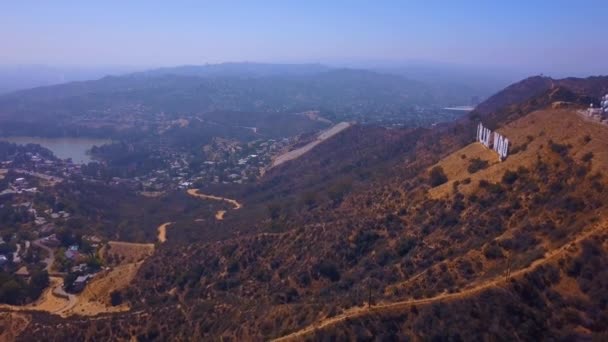 Hollywood California Settembre 2018 Veduta Aerea Del Famoso Monumento Hollywood — Video Stock