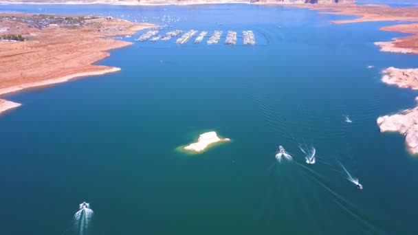 Légi Felvétel Lake Powell Felülről Nevada Gyönyörű Kilátás Nyílik Tóra — Stock videók