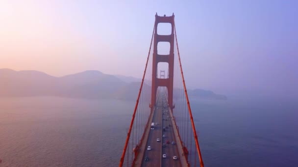 Vista Aerea Completa Golden Gate Bridge Dall Alto Sulla Baia — Video Stock