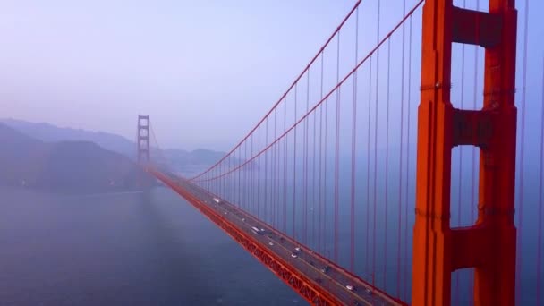 Hyperlapse 空中金门大桥景观从上面越过海湾在旧金山 — 图库视频影像