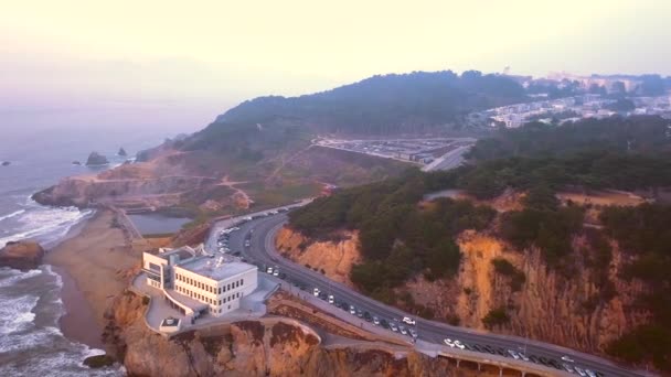 Pasifik Okyanusu Kıyı Şeridi San Francisco Şehir Cliff House Sahile — Stok video