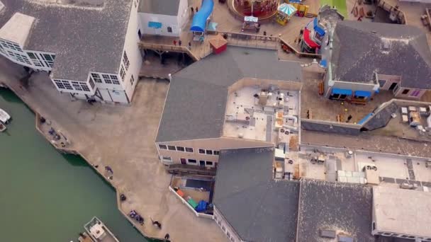 Hermosa Vista Aérea Del Muelle San Francisco Con Parque Atracciones — Vídeo de stock