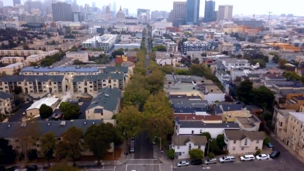 Aerial View Seven Sisters Houses San Francisco Called Painted Ladies — Stock Video