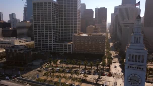 Schöne Luftaufnahme Der San Francisco City Mit Belebten Straßen Wolkenkratzern — Stockvideo