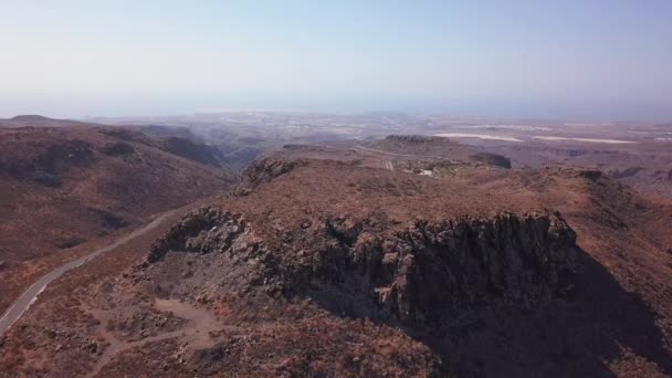 Mooie Luchtfoto Van Gran Canaria Weg Door Bergen Van Het — Stockvideo