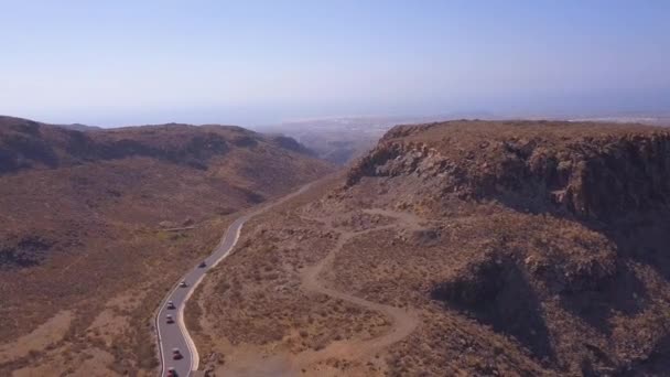 Bella Vista Aerea Della Strada Gran Canaria Attraverso Montagne Dell — Video Stock