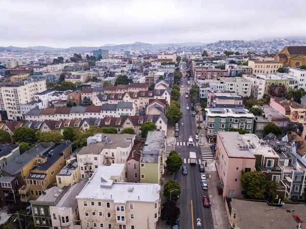 Luchtfoto Van San Francisco Stad Bij Bewolkt Weer — Stockfoto