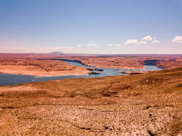 Aerial View Lake Powell Glen Canyon Dam Page Town — Stock Photo, Image