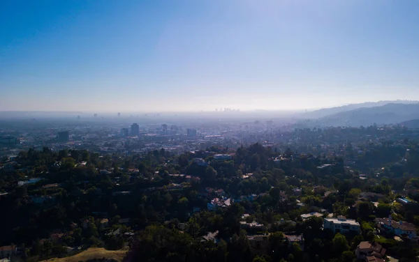 Vista Aérea Del Distrito Los Ángeles Hollywood Paseo Fama Con — Foto de Stock