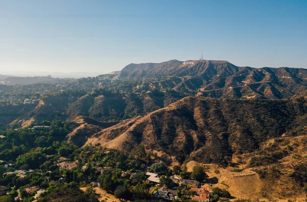Vista Aérea Del Distrito Los Ángeles Hollywood Paseo Fama Con — Foto de Stock