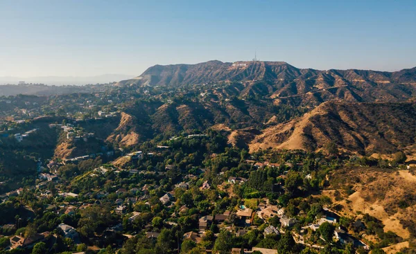 Vista Aérea Del Distrito Los Ángeles Hollywood Paseo Fama Con — Foto de Stock