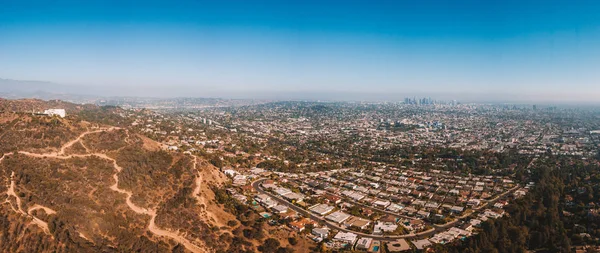 Vista Aérea Bairro Los Angeles Hollywood Walk Fame Com Muitas — Fotografia de Stock