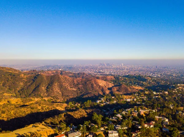 July 2018 Los Angeles California Aerial View Hollywood Sign Distance — Stock Photo, Image