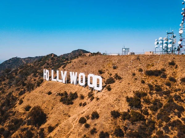 July 2018 Los Angeles California Aerial View Hollywood Sign Distance — Stock Photo, Image