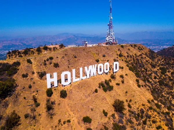 July 2018 Los Angeles California Aerial View Hollywood Sign Distance — Stock Photo, Image