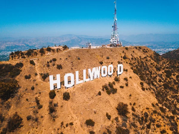 July 2018 Los Angeles California Aerial View Hollywood Sign Distance — Stock Photo, Image