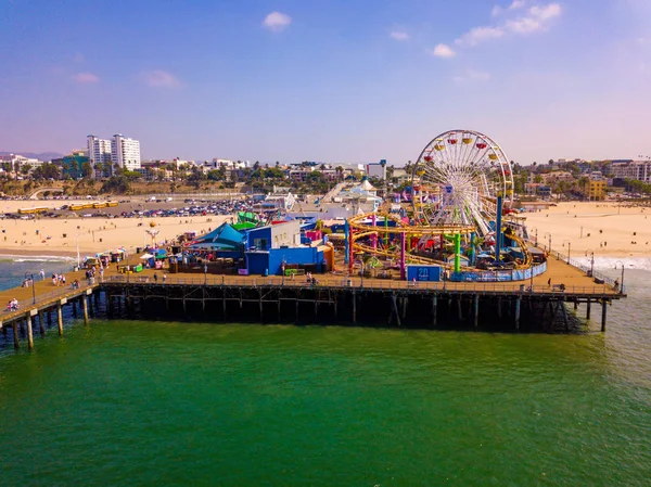 Luftaufnahme Der Santa Monica Pier Der Nähe Des Venezianischen Strandes — Stockfoto
