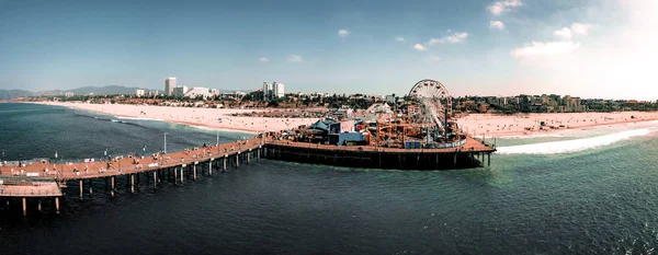 Santa Monica Pier Los Angeles Kaliforniya Venice Beach Yakınındaki Havadan — Stok fotoğraf
