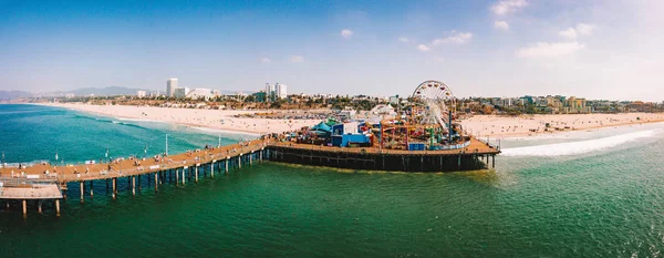 Vue Aérienne Jetée Santa Monica Près Plage Venise Los Angeles — Photo