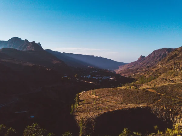 Gran Canaria Vue Sur Nature Avec Des Falaises Palmiers Ciel — Photo