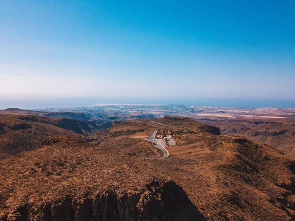 Vue Aérienne Route Désert Gran Canaria Travers Les Montagnes — Photo