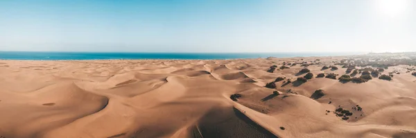 Flygfoto Över Maspalomas Sanddyner Gran Canaria Panoramautsikt — Stockfoto