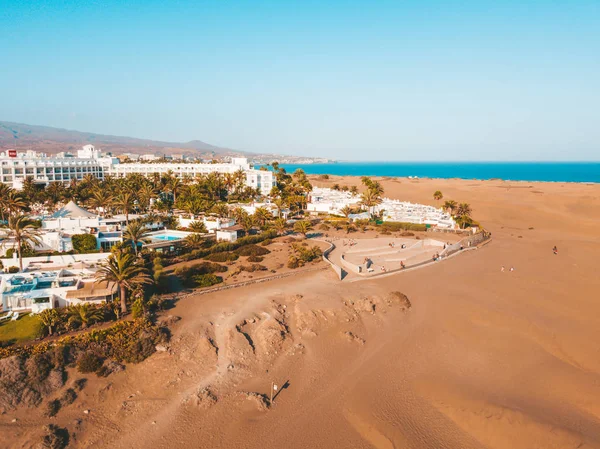 Luftaufnahme Der Dünen Von Maspalomas Auf Gran Canaria Panoramablick — Stockfoto