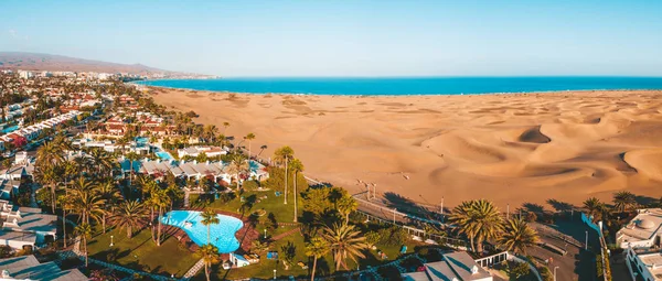 Luftaufnahme Der Dünen Von Maspalomas Auf Gran Canaria Panoramablick — Stockfoto