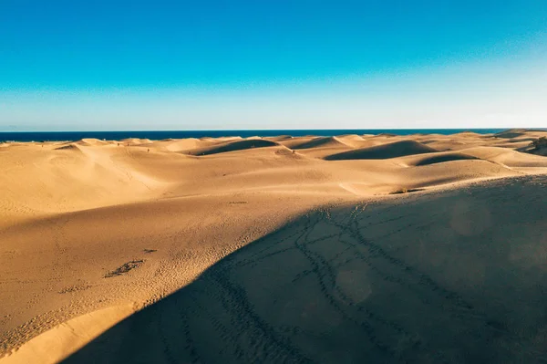 Letecký Pohled Duny Maspalomas Ostrově Gran Canaria Poblíž Slavný Hotel — Stock fotografie