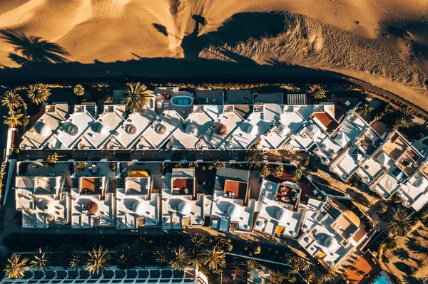 Aerial Maspalomas Dunes View Gran Canaria Island Famous Riu Hotel — Stock Photo, Image
