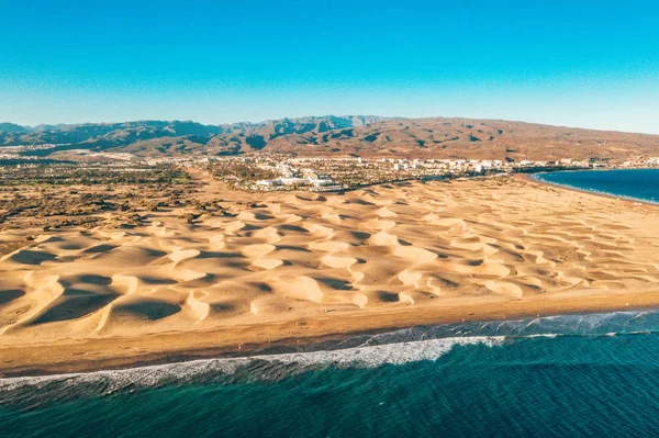 Antenne Maspalomas Dünen Blick Auf Gran Canaria Insel Der Nähe — Stockfoto