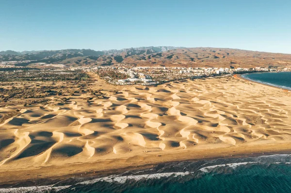 Aerial Maspalomas Dunes View Gran Canaria Island Famous Riu Hotel — Stock Photo, Image