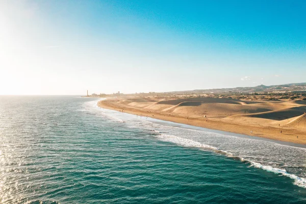 Maspalomas Sanddyner Flygfoto Gran Canaria Island Nära Berömda Riu Hotell — Stockfoto