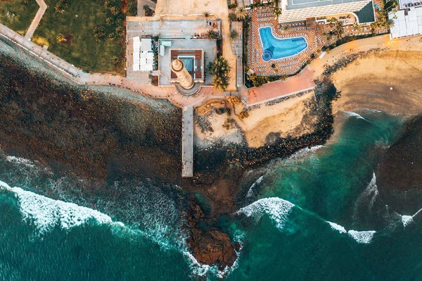 Aerial Lighthouse View Meloneras Area Gran Canaria Island Magical Sunset — Stock Photo, Image