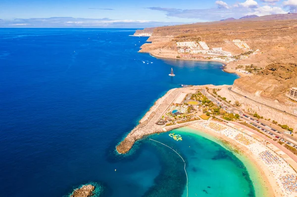 Letecký Pohled Pláž Amadores Ostrově Gran Canaria Španělsku Nejkrásnější Pláž — Stock fotografie