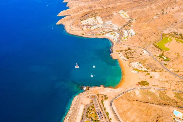 Αεροφωτογραφία Του Νησιού Γκραν Κανάρια Κοντά Παραλία Amadores Στην Ισπανία — Φωτογραφία Αρχείου
