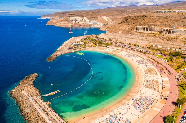 Vista Aérea Praia Dos Amadores Ilha Gran Canaria Espanha Praia — Fotografia de Stock