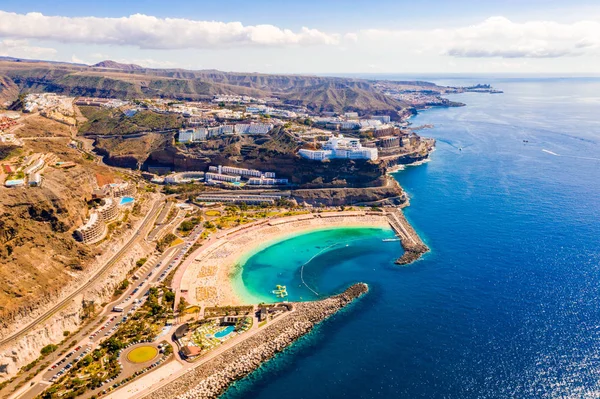 Luftaufnahme Des Amadores Strandes Auf Der Insel Gran Canaria Spanien — Stockfoto