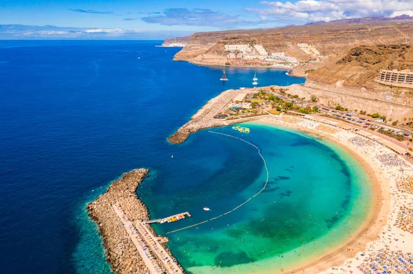 スペインのグラン カナリア島にアマドレス ビーチの眺め 島で最も美しいビーチ — ストック写真