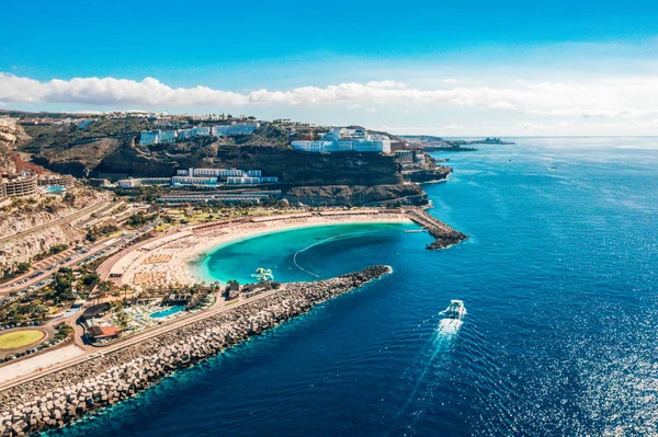 Вид Воздуха Остров Гран Канария Возле Пляжа Амадорес Испании — стоковое фото