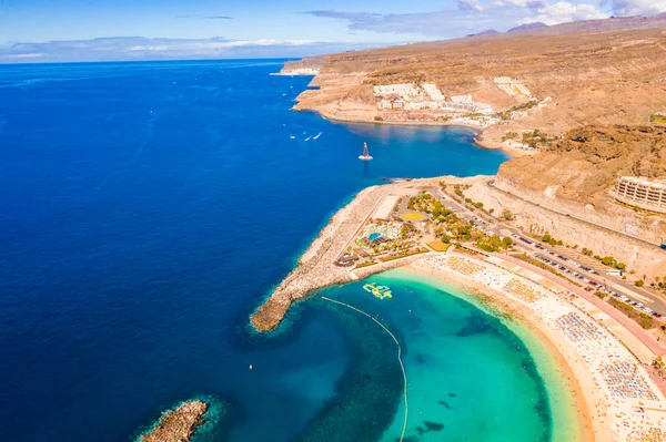 Vista Aérea Playa Amadores Isla Gran Canaria España Playa Más —  Fotos de Stock