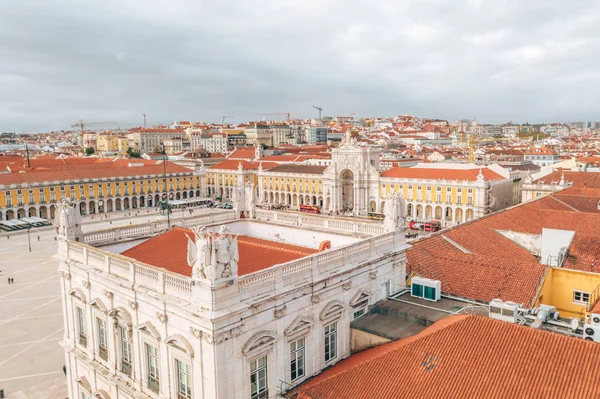 Lisbon Portugal 2018 Luftaufnahme Des Berühmten Praca Comercio Handelsplatz Eines — Stockfoto