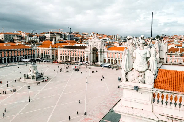 Lisboa Portugal 2018 Vista Aérea Famosa Praca Comercio Uno Los — Foto de Stock