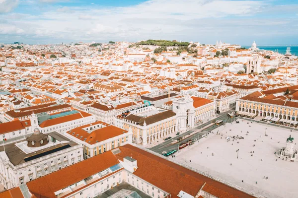 Lisboa Portugal 2018 Vista Aérea Famosa Praca Comercio Uno Los — Foto de Stock