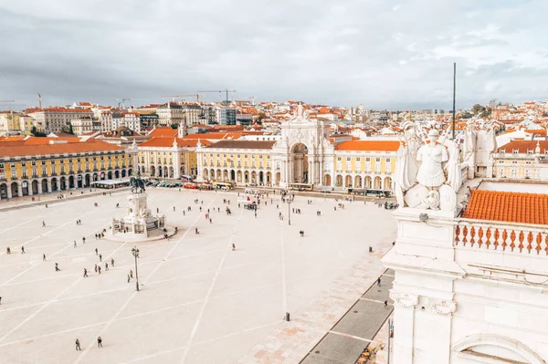 Lisbon Portugal 2018 Luftaufnahme Des Berühmten Praca Comercio Handelsplatz Eines — Stockfoto