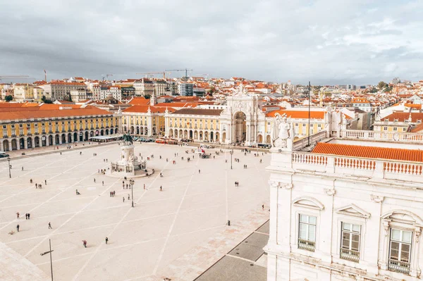 Lisboa Portugal 2018 Vista Aérea Famosa Praca Comércio Dos Principais — Fotografia de Stock