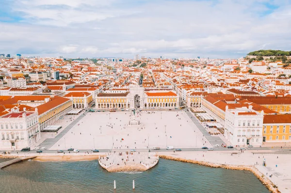 Lizbon Tarihi Kentin Havadan Görünümü Merkezi Ile Ana Sokak Gitmek — Stok fotoğraf