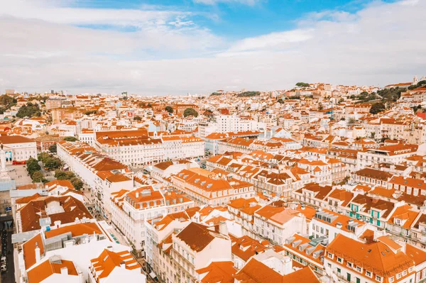 Aerial View Lisbon Old Town Center Main Street Going Straight — Stock Photo, Image