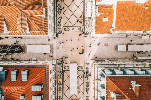 Вид Воздуха Старый Центр Лиссабона Главной Улицы Идущей Прямо Торговую — стоковое фото