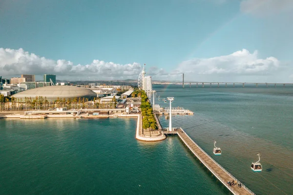 Novembro 2018 Lisboa Portugal Bela Vista Teleférico Junto Baía Lisboa — Fotografia de Stock